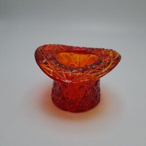 Fenton Daisy & Button Amberina Top Hat Glass Toothpick Holder Vase Vintage